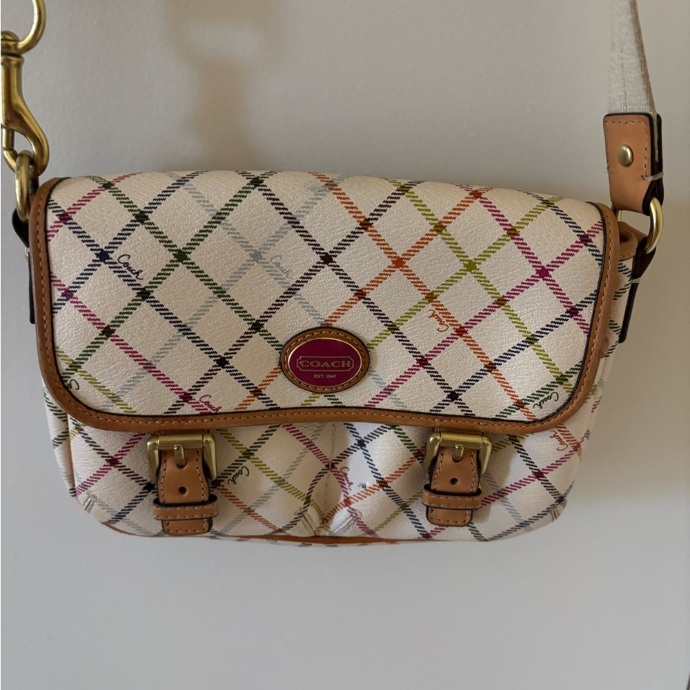 Coach Multicolor Plaid Crossbody Bag